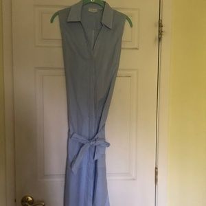 New New York & Company Button Front Blue and White Striped Dress